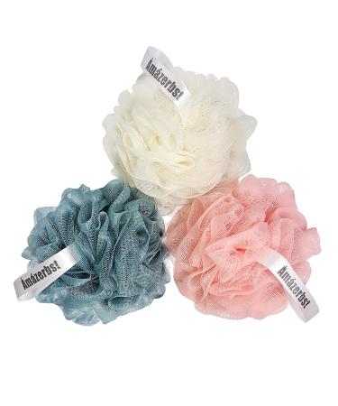 Amazerbst loofah,Loofah Sponge for Women and Men, Shower Loofah Set of 3 (Black)