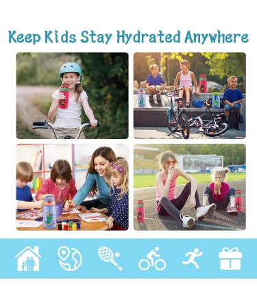 ROISDIYI Kids Water Bottle with Leak-Proof Straw, 16 oz BPA-Free Spout Lid for School - Purple 1 Pack - Buy Online on SooperMarket.com