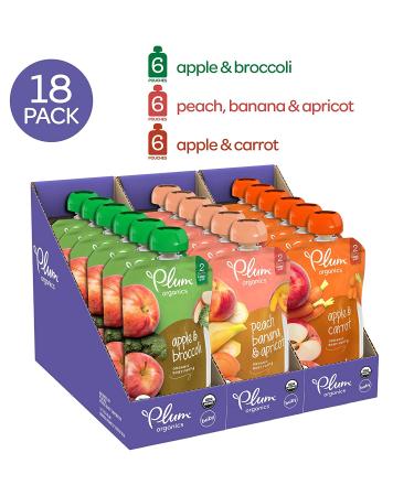 Plum Organics Baby Food Pouch Stage 2 Variety Pack | 18 Pack 4oz | Fresh Organic Fruit and Veggie Squeeze for Babies, Kids, Toddlers - Buy Online on SooperMarket.com