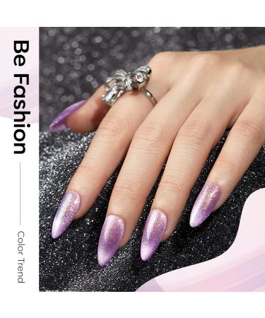 Modelones Holographic Glitter Cat Eye Gel Nail Polish Kit - 6 Color Set with Magnet, Rainbow Pastel Soak Off Led Gel - Nail Art Manicure Salon DIY - Buy Online on SooperMarket.com