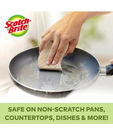 Scotch-Brite Greener Clean Scrub Sponges - 6 Count, Non-Scratch Natural Sponges for Kitchen, Bathroom, and Household Cleaning - Safe for Non-Stick Cookware - Buy Online on SooperMarket.com