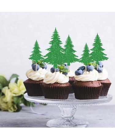 Rsstarxi 24 Pack Glitter Christmas Tree Cupcake Toppers 3 Designs Watercolor Assorted Xmas Green Cupcake Toothpicks for Christmas Winter Holiday Baby Shower Party Cake Decorations Design 20 - Buy Online on SooperMarket.com