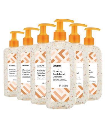 Amazon Brand - Solimo Morning Fresh Facial Cleanser with Ginseng and Vitamin C, 8 Fluid Ounce (Pack of 6)