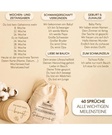 Prinzental 40 Milestone Cards for Pregnancy | Engraved Wooden Photo Cards | Perfect for 9 Months (German) - International Shipping Available - Buy Online on SooperMarket.com