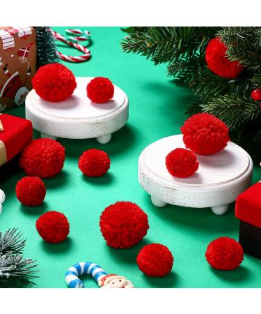 Syhood 30 Pcs Yarn Pom Poms Set - 20 x 1 Inch, 10 x 1.5 Inches Red Pompom Balls for Christmas Crafts and Xmas Party Decor - Buy Online on SooperMarket.com