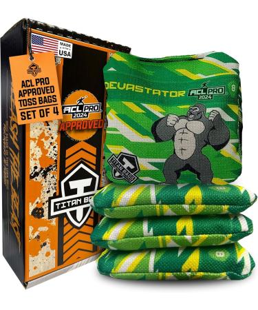 Titan Bags Devastator Cornhole Bags- Fractal Devastator Toss Bags- ACL Pro Approved Toss Bags- All Weather Bags- Indoor and Outdoor Bag- Professional Cornhole Bags- Limeade, Bags Set (Set of 4) Limeade Fractal