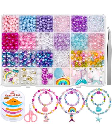 Cludoo 773Pcs Mermaid Charm DIY Beads for Jewelry Making  Unicorn DIY Bracelet Making Bead Kit for Kids Girls with Pearl Starfish Shell  Ocean Pearl Beads with Mermaid for Bracelet Necklace Making