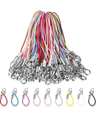 Flutesan Lobster Clasp Cords Clasp Cord Strap Charm Lariat Lanyard Mini Lariat Cord Strap for Cellphone/USB Drive/Keychain/DIY Jewelry or Other Handmade Jewelry Making, 9 Colors (100 Pieces)