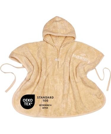 Mabyen Baby Hooded Bathrobe | 100% Organic Cotton Beige Baby Poncho with Hood - One Size - Ideal for Baby Bath Time - Buy Online on SooperMarket.com
