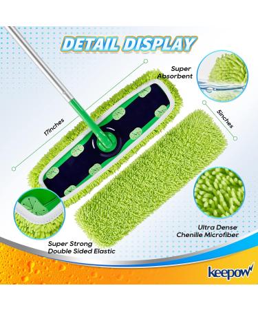 KEEPOW Reusable XL Mop Pads for Swiffer XL Sweeper - 4 Pack, Washable Microfiber Wet & Dry Refills for Hardwood Floor Cleaning - Buy Online on SooperMarket.com