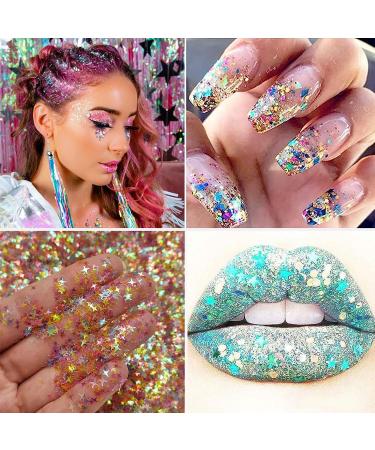 MIELIKKI Glitter Gel for Face & Body - Self-Adhesive Sequins, Holographic Chunky Glitter - Perfect for Party, Rave, DIY - 02 - Buy Online on SooperMarket.com