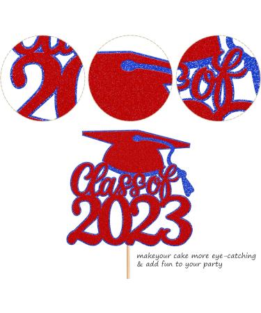 Rsstarxi 1 Pack Congrats Class of 2023 Cake Topper Glitter Class of 2023 Grad Cap Cake Pick Decoration for High School College 2023 Graduation Theme Party Cake Decorations Red Style 8 Red - Buy Online on SooperMarket.com