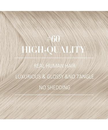Youngsee Platinum Blonde Clip-In Extensions | 35cm Real Remy Hair | 120g | #60A (7PCs) - Premium Quality Hair Extensions - Buy Online on SooperMarket.com