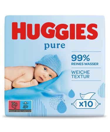 Huggies Wet Wipes Pure Baby Wipes Pack of 10 (10x 56 pieces)