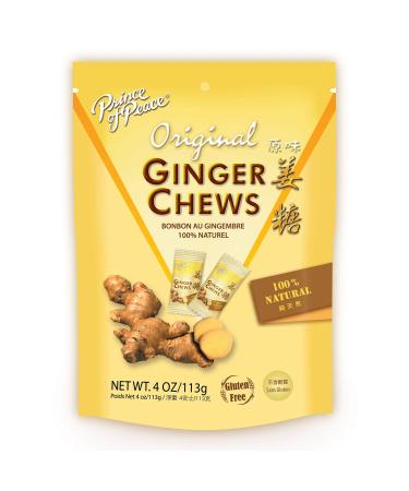 Prince of Peace Original Ginger Chews, 4 oz.  Candied Ginger  Candy Pack  Ginger Chews Candy  Natural Candy  Ginger Candy for Nausea - 2 Pack Original 4 Ounce (Pack of 2)
