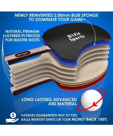 Premium 4 Player Ping Pong Paddle Set with 8 Professional Balls - Indoor-Outdoor Table Tennis Kit with Portable Storage Case - Buy Online on SooperMarket.com