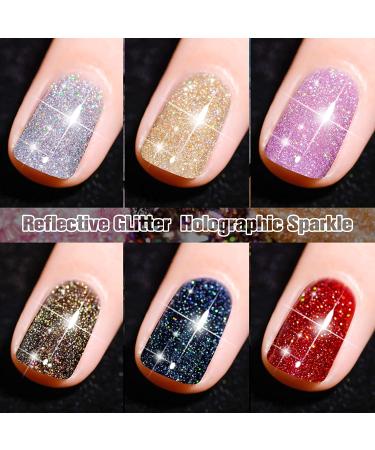 MEET ACROSS Reflective Glitter Gel Polish Set - Sparkly Shiny Disco DJ Nail Varnish - 12PCS 8ML Soak Off UV LED Gel - Buy Online on SooperMarket.com