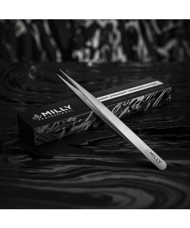 MILLY Professional Series Straight Lash Eyelash Extension Tweezers - Titanium Coated Stainless Steel - Precision Pointed Tip - 14 cm - Buy Online on SooperMarket.com
