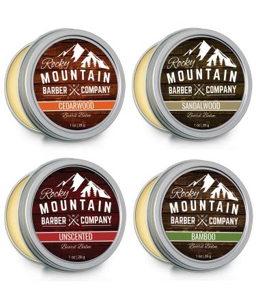 Beard Balm Variety Pack - 4 Natural Samples (1 oz each) with Argan Oil Shea Butter Coconut Oil & Jojoba Oil - Rich in Vitamins & Minerals