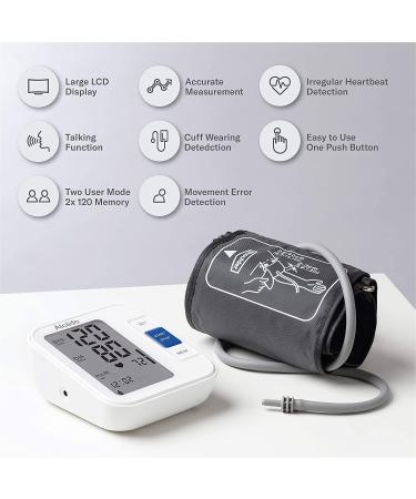 Alcedo Upper Arm Blood Pressure Monitor - Automatic Digital BP Machine with Wide-Range Cuff, LCD Screen, Talking Function, 2x120 Memory - For Home Use - Buy Online on SooperMarket.com