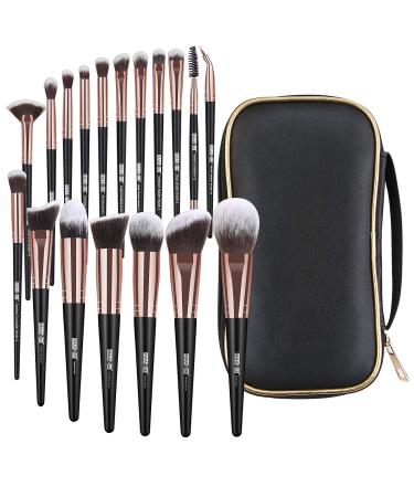 Makeup Brushes 18 Pcs Professional Premium Synthetic Makeup Brush Set with Case Foundation Kabuki Eye Travel Make up Brushes sets (Black Gold) BlackGold
