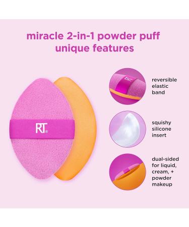 Real Techniques Miracle 2-In-1 Powder Puff Dual-Sided Full-Size Makeup Blending Puff Reversible Elastic Band Precision Tip Makeup Sponge and Powder Puff For Liquid Cream and Powder 1 Count 1/Miracle 2-In-1 Powder Puff - Buy Online on SooperMarket.com