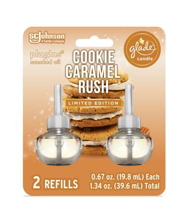 Glade PlugIns Refills Air Freshener Starter Kit, Scented and Essential Oils for Home and Bathroom, Cookie Caramel Rush, 0.67 Fl Oz, 1 Warmer + 1 Refill 2 Refills (Vanilla)
