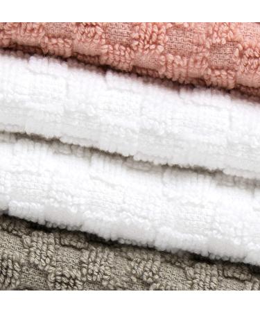 Pleasant Home Washcloths Set - 12x12 12 Pack, 550 GSM Ring Spun Cotton - Super Soft & Absorbent Face Towels (Blush Combo Check Design) - Buy Online on SooperMarket.com