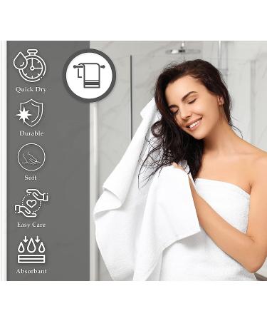 12 White Economy Bath Towels Bulk - 24x48 Inch, Cotton Blend for Softness - Commercial Grade, Easy Care - Buy Online on SooperMarket.com