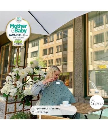 Nursing Cover for Breastfeeding & Pumping | Multi-Use Car Seat Stroller Cover | Organic Muslin Cotton | Breathable & Soft | TISU (Dusty Green Rainbow) - Buy Online on SooperMarket.com