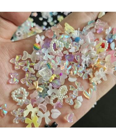500PCS 3D Nail Charms - Butterfly, Bowknot, Flower, Heart, Pearls, Bear - Resin Nail Rhinestones for Nail Art Decoration & DIY Crafts - Buy Online on SooperMarket.com