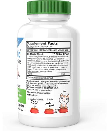 DrFormulas Nexabiotic Probiotics for Cats Powder - Saccharomyces Boulardii & Lactobacillus Acidophilus | Digestive Health Supplement for Pets - 30 Capsules - Buy Online on SooperMarket.com