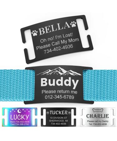 Yehanti dog brand with engraving- personalized trailer brand for dogs and cats with symbol stainless steel dog brand personalized with name telephone number and address (m black) m (for 16mm wide collar).