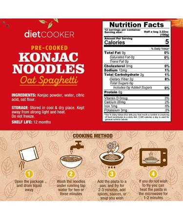 (Pack of 10) DIET COOKER Premium Konjac Noodles - 9.52 oz | Shirataki Noodle Keto & Vegan Friendly, Odor Free, Low Calorie Pasta with Zero Net Carbs - Healthy Diet Food - Buy Online on SooperMarket.com