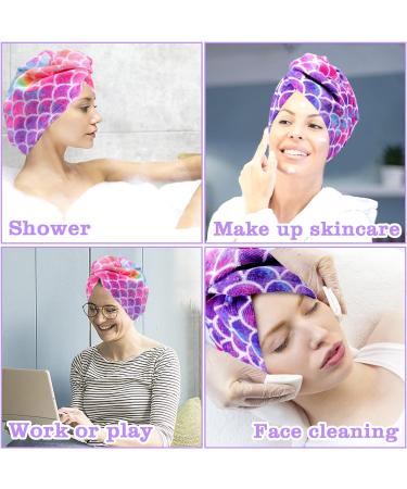 2 Pack Microfiber Hair Towel Wrap for Kids & Women - Super Absorbent & Quick Dry Hair Turban for Curly, Long, Thick Hair - Anti-Frizz Twisty Hair Towel - Mermaid Design - Buy Online on SooperMarket.com