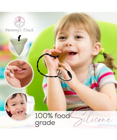 Mommy's Touch Shark Tooth Silicone Teething Necklaces - 3-Pack for Special Needs Kids - Black, White & Wood Design - Buy Online on SooperMarket.com