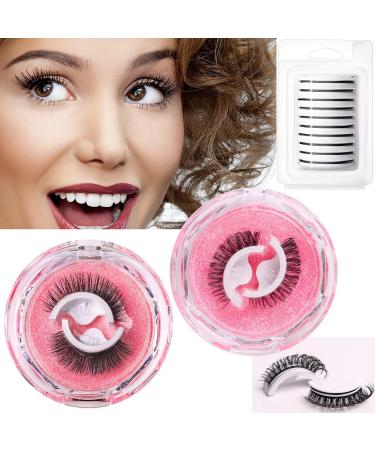 Reusable Self-Adhesive Eyelashes Wispy Fake Eyelashes Natural Look Fluffy Curling Long Eyelashes No Glue/Eyeliner/Magnet Needed Waterproof and Easy to Put on