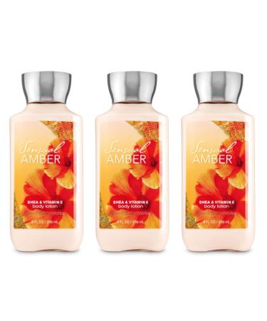Bath & Body Works Sensual Amber 8.0 oz Body Lotion (Pack of 3)