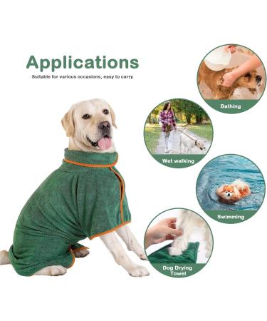 Pejoye XL Green Dog Drying Coat - Fast Absorbent Microfibre Bath Robe Towel for Pets - Buy Online on SooperMarket.com