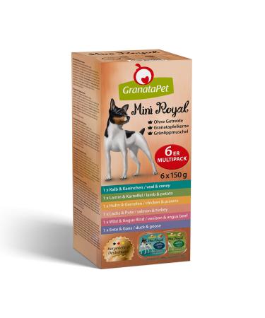 Granapet Mini Royal Multipack wet feed for dogs in a trial package dog food without grain & without added sugar sole feed for adult dogs 6 x 150 g multipack 900 g (1 Pack)