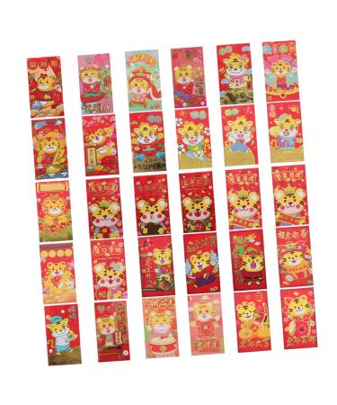 MAGICLULU 30pcs 2022 Red Envelope 2022 Hong Bao Chinese Gifts Cartoon Red Lucky Money Pocket Chinese Money Envelope 2022 Lunar New Year Envelope Year Red Pocket Packet Coated Paper Wedding