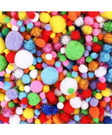 HEHALI 1000pcs Multicolor Pom Pom Balls  Assorted Sizes & Colors Pompoms for Arts and Craft Making Decorations