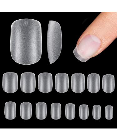 Bartbox Squoval Nail Tips Extra Short Short XXS NAGETPIS SAURE 300 Soft Gel Full Cover Nail Tips no-File Nail tip short pre-buff resin Artificial fake nails with box 15 sizes 1 ml (1 Pack) XXS oval