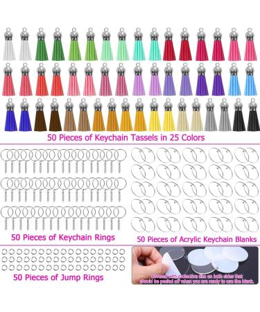 Shynek Acrylic Blank Keychains Set - 200 Clear Keychain Blanks for Vinyl with Tassels, Rings, and Jump Rings - 200 Multicolors - Buy Online on SooperMarket.com