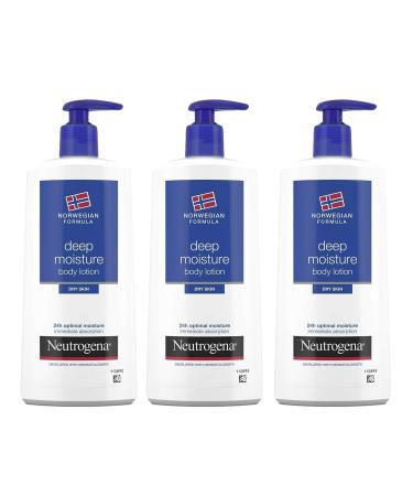 Neutrogena Deep Moisture Body Lotion for Dry Skin, Norwegian Formula, 24 Hour Moisture, 13.5 Ounce (Pack of 3) Fast Absorbing Lotion 13.5 Fl Oz (Pack of 3)