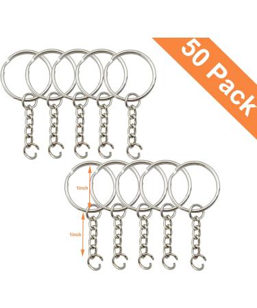 1 Inch Key Ring with Chain and Open Jump Rings - 50 Pack - Buy Online on SooperMarket.com