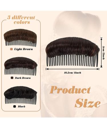 3-Piece Hair Bun Clip & Styling Insert Tool Set for Women - Black, Light Brown, Dark Brown - Buy Online on SooperMarket.com