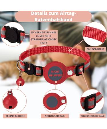 Croc-Cat Airtag Cat Neck Band - Safe Stylish Collar for Kittens & Small Dogs | Compatible with Apple Airtag | Anti-Strangulation Safety Buckle | Red - Buy Online on SooperMarket.com
