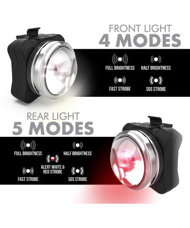 OPTIKS 210 Bike Lights Set - Front and Back USB Rechargeable LED for Skateboard, Longboard, Bicycles - Bright Visibility - Buy Online on SooperMarket.com