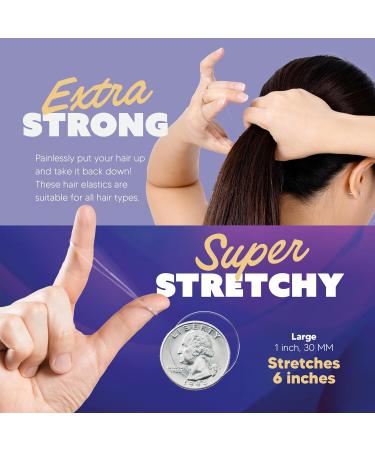 Gumi 1 Inch Large Clear Hair Elastics - 92 Pack of Ouchless No Damage Clear Elastic Hair Bands for Women & Girls - Snag Free Rubber Bands for Bun Ponytail - Ultra Durable Hair Ties - Buy Online on SooperMarket.com